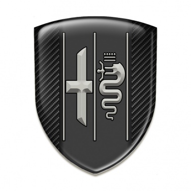 Alfa Romeo Logo Emblem Racing Edition Black Fibers Background Gray Logo 
