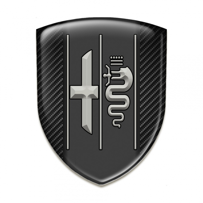 Alfa Romeo Logo Emblem Racing Edition Black Fibers Background Gray Logo 