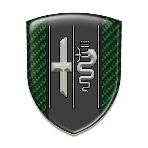 Alfa Romeo Tuning Emblem Green Fibers Background Stylish Logo 