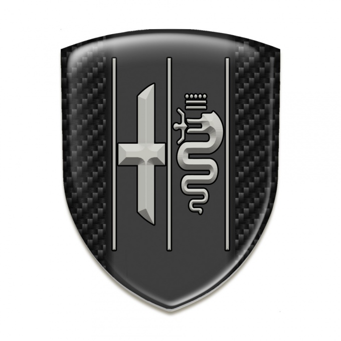 Alfa Romeo Self Adhesive Emblem Logo Black Carbon Background and Clean Logo 