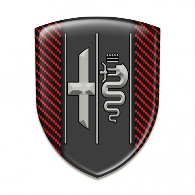 Alfa Romeo Domed Emblem Red Carbon Background Stylish Logo 
