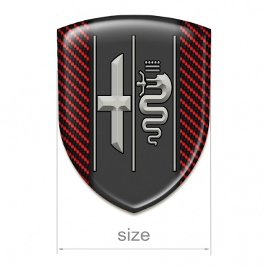 Alfa Romeo Domed Emblem Red Carbon Background Stylish Logo 