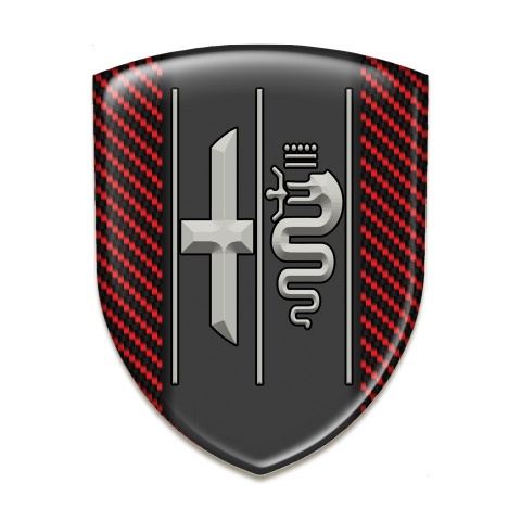 Alfa Romeo Domed Emblem Red Carbon Background Stylish Logo 