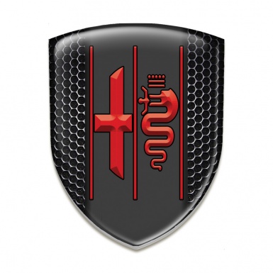 Alfa Romeo Silicone Emblem Perforated Steel Design Red Logo 