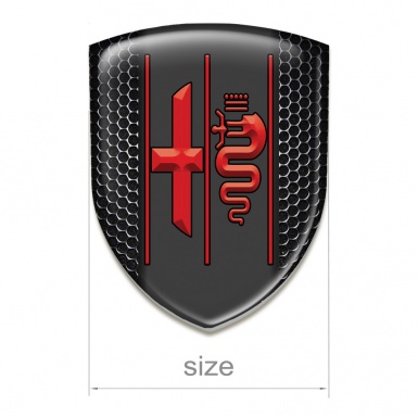 Alfa Romeo Silicone Emblem Perforated Steel Design Red Logo 