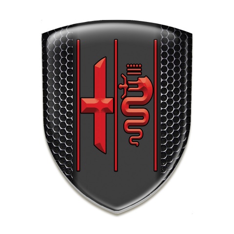 Alfa Romeo Silicone Emblem Perforated Steel Design Red Logo 