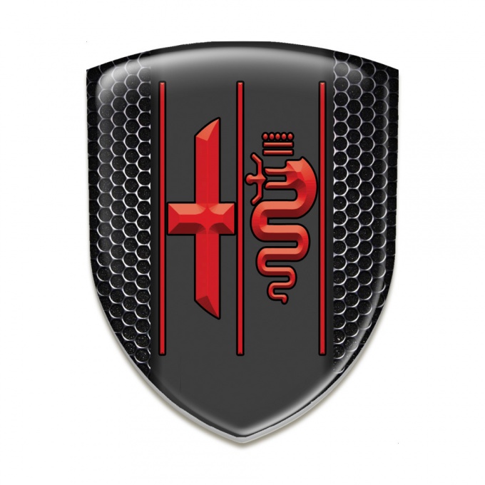 Alfa Romeo Silicone Emblem Perforated Steel Design Red Logo 