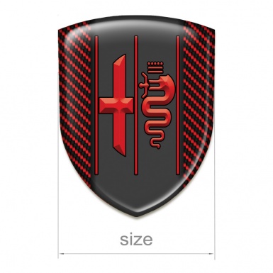 Alfa Romeo Resin Sticker Red Carbon Design Stylish Red Logo
