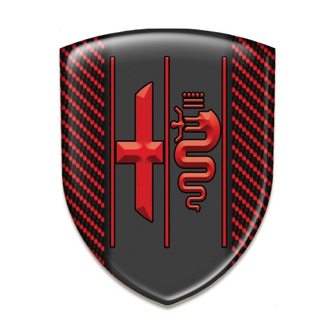Alfa Romeo Resin Sticker Red Carbon Design Stylish Red Logo