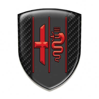 Alfa Romeo 3D Gel Emblem Black Fibers Design Stylish Red Logo