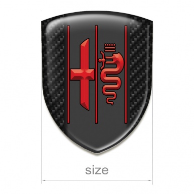 Alfa Romeo 3D Gel Emblem Black Fibers Design Stylish Red Logo
