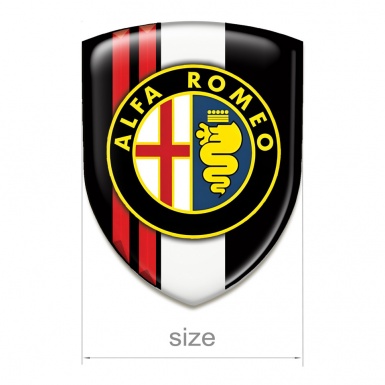 Alfa Romeo Emblem Exterior Black White Base with Red Stripes Decoration