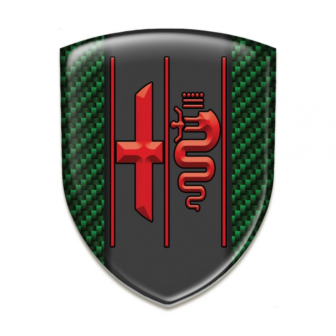 Alfa Romeo Emblem Interior Green Carbon Design Stylish Red Logo 
