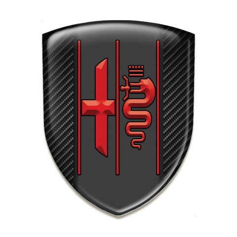 Alfa Romeo Tuning Badge  DarkCarbon Design Stylish Red Logo 