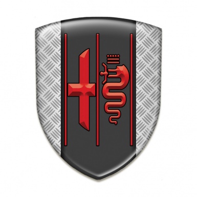 Alfa Romeo Tuning Badge Metal Effect Design and Stylish Red Logo 