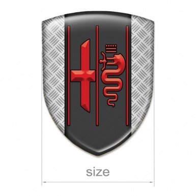 Alfa Romeo Tuning Badge Metal Effect Design and Stylish Red Logo 