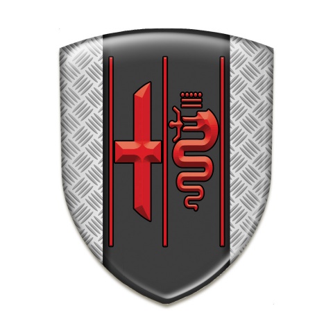 Alfa Romeo Tuning Badge Metal Effect Design and Stylish Red Logo 