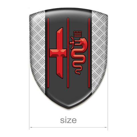 Alfa Romeo Tuning Badge Metal Effect Design and Stylish Red Logo 
