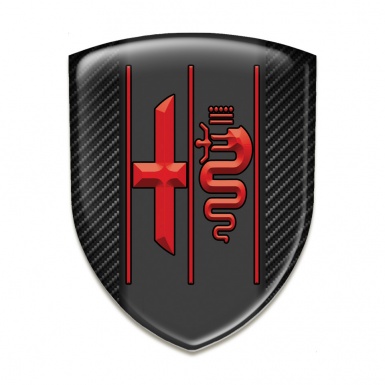 Alfa Romeo Car Accessories Badge Black Carbon Design and Stylish Red Logo 