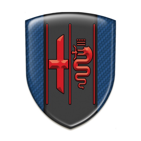 Alfa Romeo Emblem Badge Logo Navy Blue Carbon Design Stylish Red Logo 