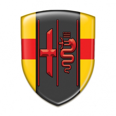 Alfa Romeo Logo Emblem High Quality Yellow with Red Ribbon Type 