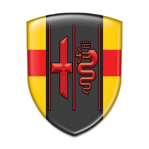 Alfa Romeo Logo Emblem High Quality Yellow with Red Ribbon Type 