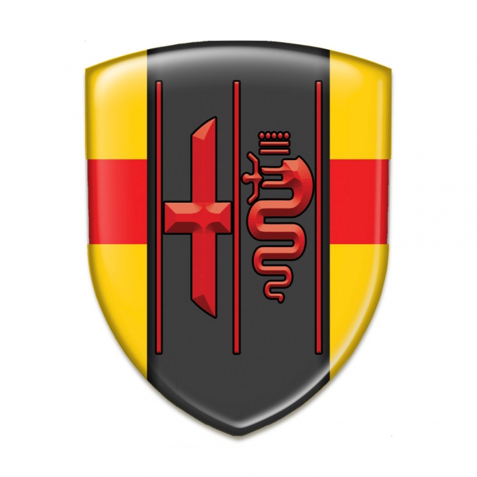 Alfa Romeo Logo Emblem High Quality Yellow with Red Ribbon Type 