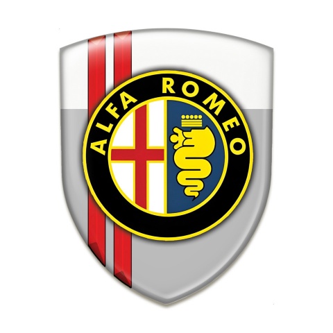 Alfa Romeo Tuning Emblem Gray White with Red Stripes Edition 