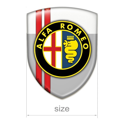Alfa Romeo Tuning Emblem Gray White with Red Stripes Edition 