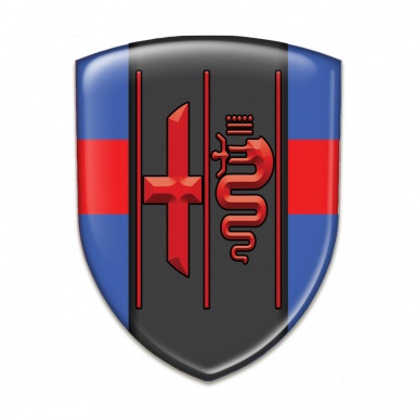 Alfa Romeo Self Adhesive Emblem Logo Blue with Red Ribbon Type 