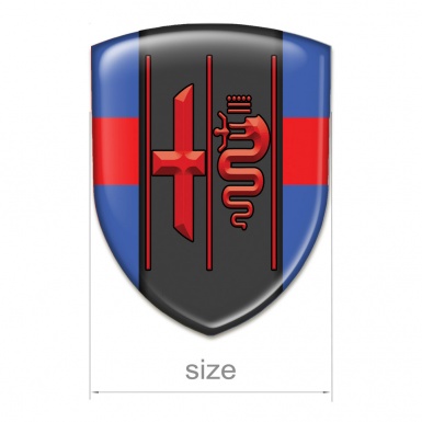 Alfa Romeo Self Adhesive Emblem Logo Blue with Red Ribbon Type 