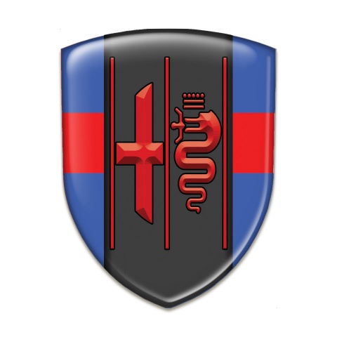 Alfa Romeo Self Adhesive Emblem Logo Blue with Red Ribbon Type 