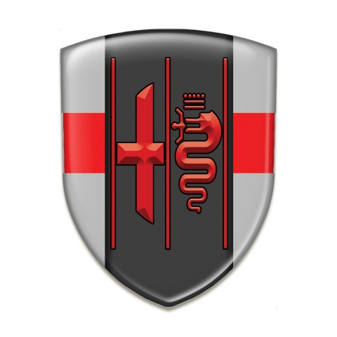Alfa Romeo Domed Emblem Gray with Red Ribbon Type 