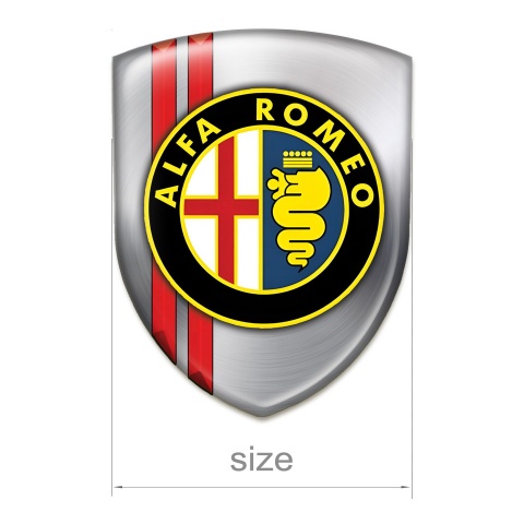 Alfa Romeo Resin Sticker Silver with Red Lines Base Classic Logo 