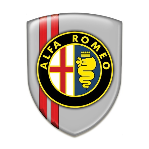 Alfa Romeo 3D Gel Emblem Gray with Red Stripes design
