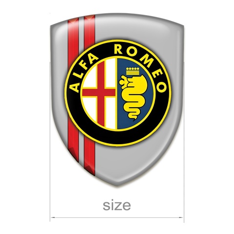 Alfa Romeo 3D Gel Emblem Gray with Red Stripes design