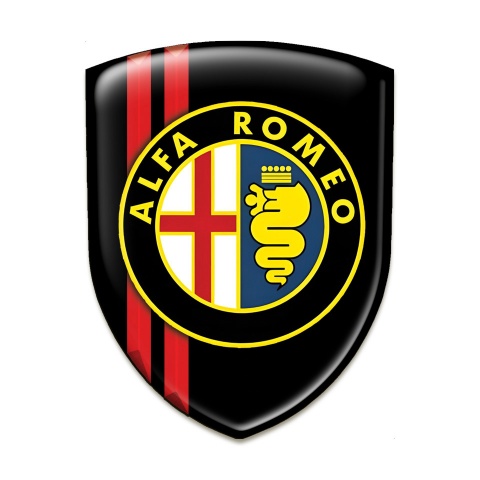 Alfa Romeo Emblem Exterior Black with Red Lines Design Classic Logo 