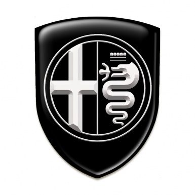 Alfa Romeo Tuning Badge Black Pattern Big White Logo 
