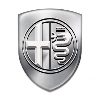 Alfa Romeo Self Adhesive Car logo Emblem Silver pattern Big White Logo 