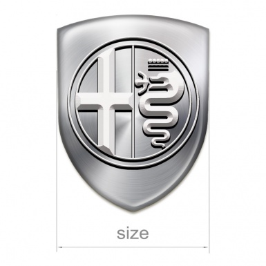 Alfa Romeo Self Adhesive Car logo Emblem Silver pattern Big White Logo 
