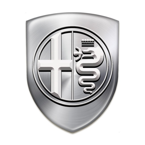 Alfa Romeo Self Adhesive Car logo Emblem Silver pattern Big White Logo 