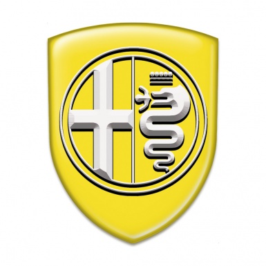 Alfa Romeo Silicone Badge High End Yellow Pattern Big White Logo 