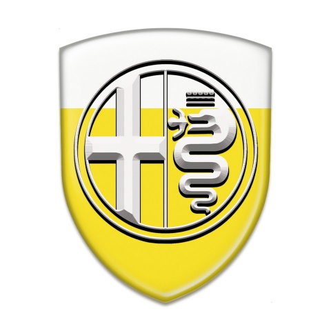 Alfa Romeo Logo Emblem Yellow White Pattern Big Logo Style 