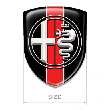 Alfa Romeo Self Adhesive Emblem Logo Black with Red band base White Logo 