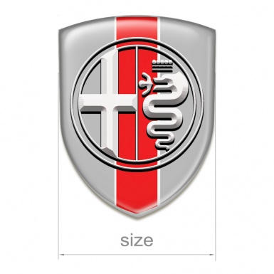 Alfa Romeo Domed Emblem Gray with Red band Base White Big Logo Style 