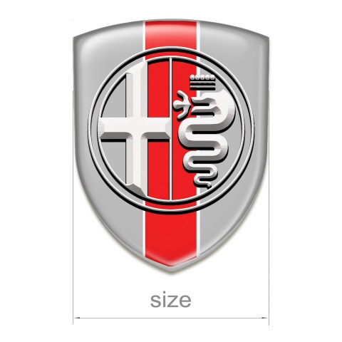Alfa Romeo Domed Emblem Gray with Red band Base White Big Logo Style 