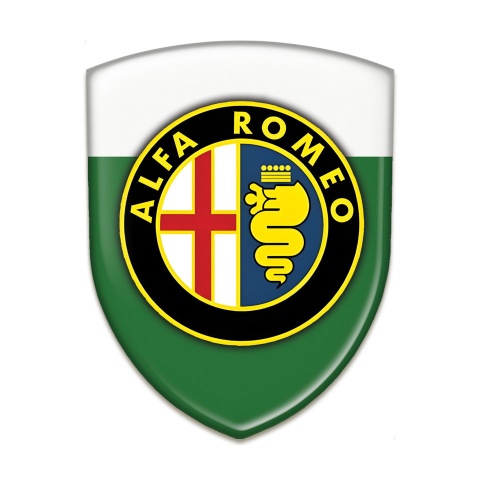 Alfa Romeo 3D Gel Emblem Green White Print Classic Logo 