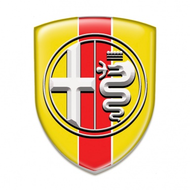 Alfa Romeo Tuning Badge  Yellow with Red Band Print Big Logo Style 