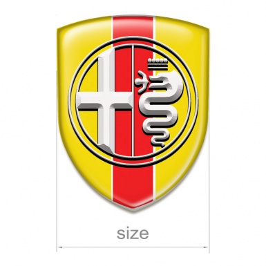 Alfa Romeo Tuning Badge  Yellow with Red Band Print Big Logo Style 