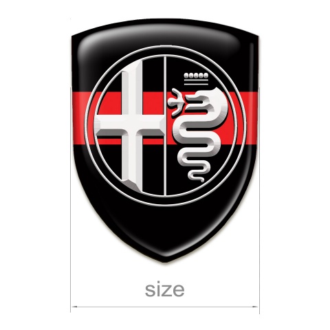 Alfa Romeo Car Accessories Badge Black with Red Ribbon White Logo 